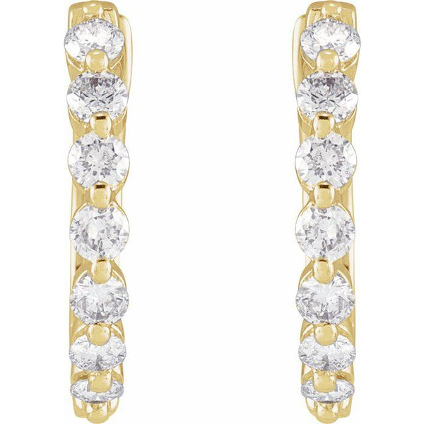 14K Yellow Gold 1/2 CTW Natural Diamond Hinged 15.25 mm Hoop Earrings