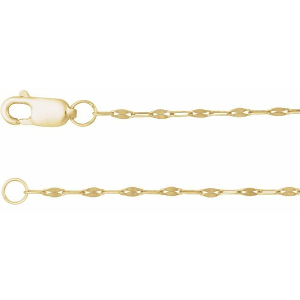 14K Yellow Gold 1.5 mm Keyhole 7" Chain