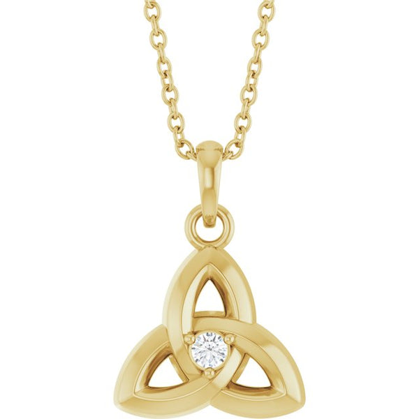14K Yellow Gold .03 CT Lab-Grown Diamond Celtic-Inspired 16-18" Necklace