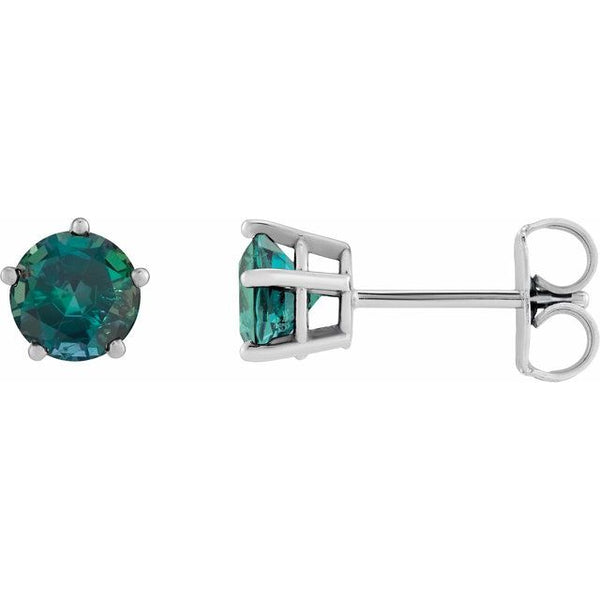 14K White Gold Lab-Grown Alexandrite Stud Earrings