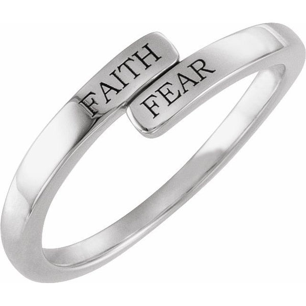 Sterling Silver Faith Over Fear Bypass Ring