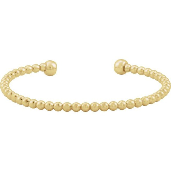 14K Yellow Gold-Filled 3.8 mm Beaded Cuff 6 1/2" Bracelet