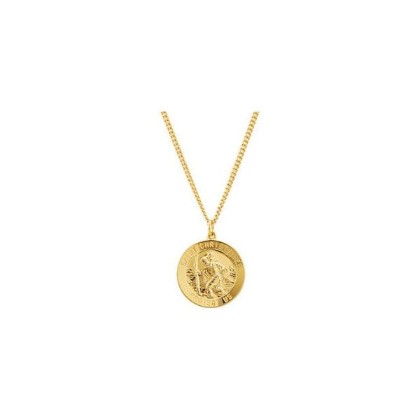 24K Yellow Gold-Plated Sterling Silver 25 mm St. Christopher Medal 24" Necklace