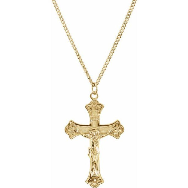 24K Yellow Gold-Plated 50x31 mm Crucifix 24" Necklace