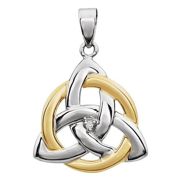 14K White/Yellow Gold .004 CT Natural Diamond Celtic-Inspired Pendant