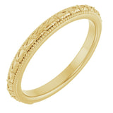 14K Yellow Gold 2.5 mm Milgrain Sculptural Comfort-Fit Band
