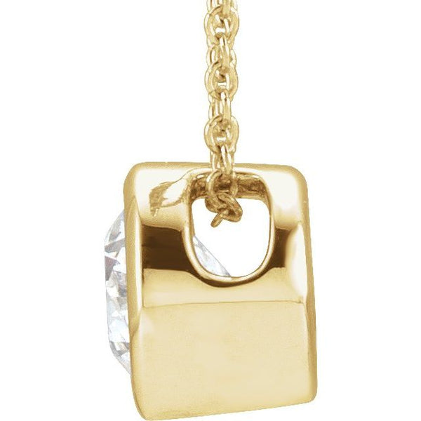 14K Yellow Gold 1/2 CT Lab-Grown Diamond Solitaire 16-18" Necklace