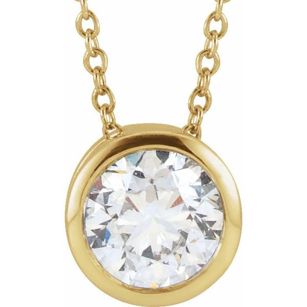 14K Yellow Gold 1/2 CT Lab-Grown Diamond Solitaire 16-18" Necklace
