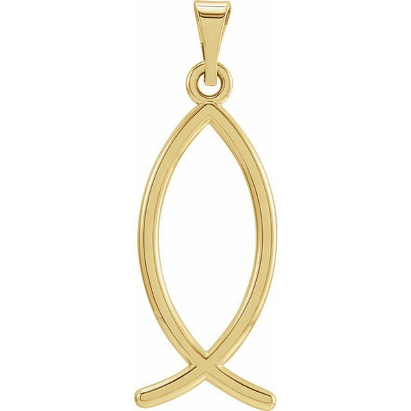 14K Yellow Gold 24x9 mm Ichthus (Fish) Pendant