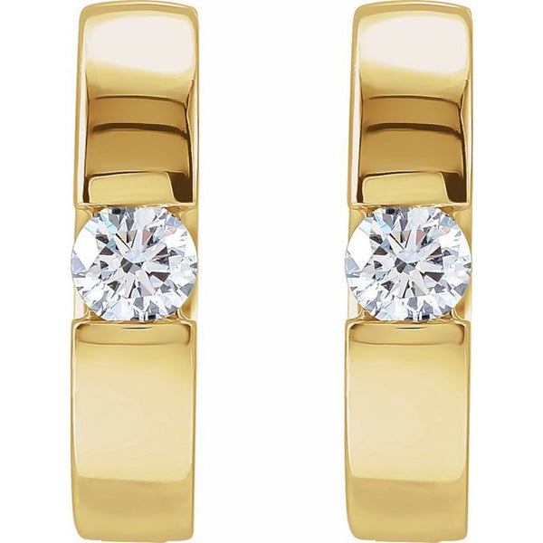 14K Yellow Gold 1/3 CTW Natural Diamond 15 mm Hinged Huggie Hoop Earrings