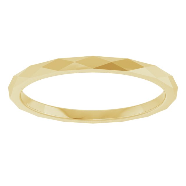 14K Yellow Gold 1.5 mm Geometric Faceted Flat Band Size 6