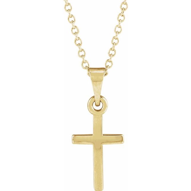 18K Yellow Gold-Plated Sterling Silver 18" Cross Necklace