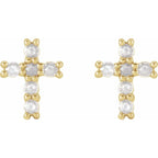 14K Yellow Gold 1/5 CTW Rose-Cut Natural Diamond Cross Earings