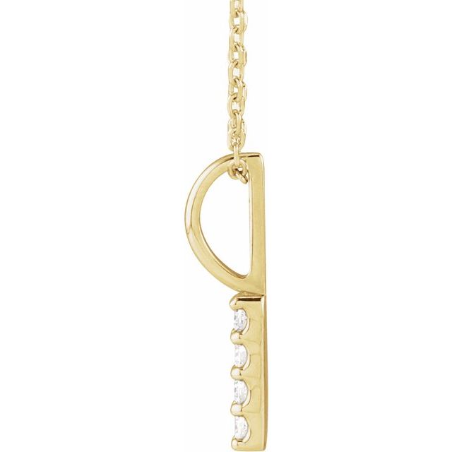 14K Yellow Gold .07 CTW Natural Diamond Vertical Bar 16-18" Necklace