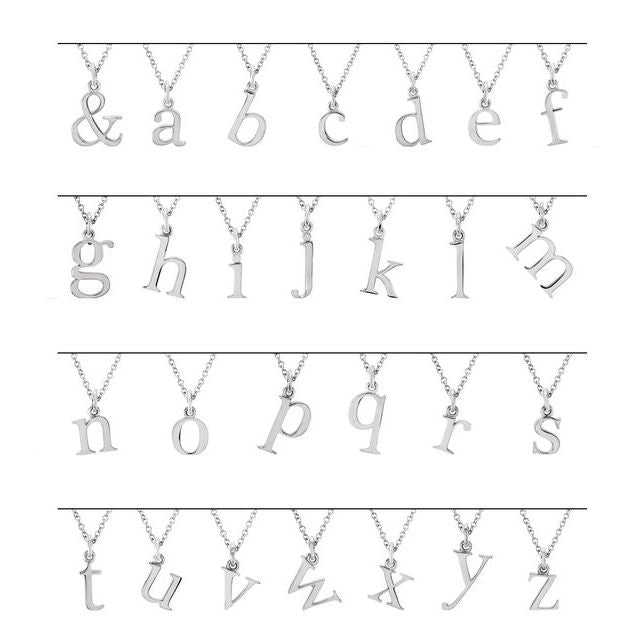 Sterling Silver Lowercase Initial z 16" Necklace