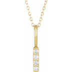 14K Yellow Gold .07 CTW Natural Diamond Vertical Bar 16-18" Necklace