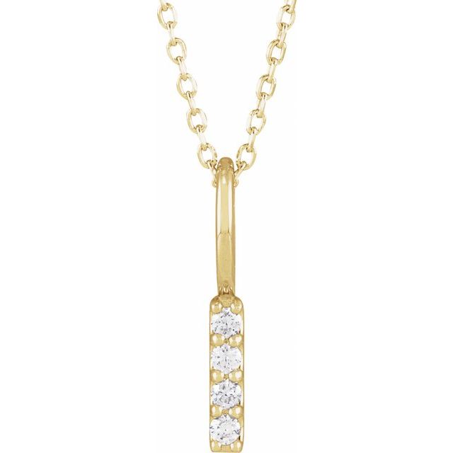 14K Yellow Gold .07 CTW Natural Diamond Vertical Bar 16-18" Necklace