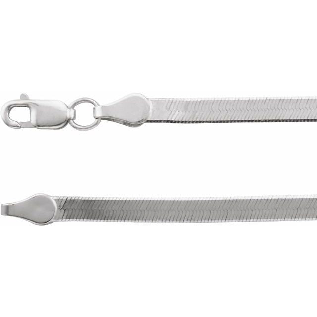 14K White Gold 2.8 mm Flexible Herringbone 16" Chain
