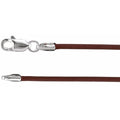 Sterling Silver 1.5 mm Dark Brown Leather 20" Cord