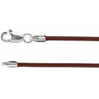 Sterling Silver 1.5 mm Dark Brown Leather 20" Cord