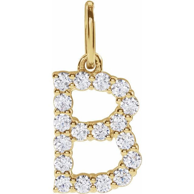 14K Yellow Gold 1/4 CTW Lab-Grown Diamond Initial B Pendant