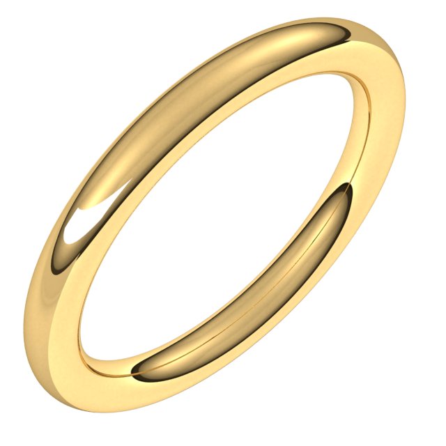 14K Yellow Gold 2.5 mm Comfort-Fit Full Round Band Size 6
