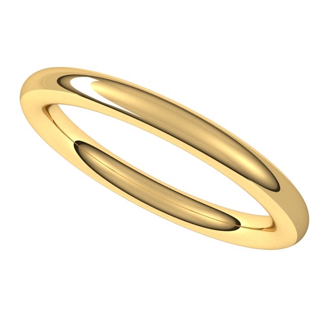 14K Yellow Gold 2.5 mm Comfort-Fit Full Round Band Size 6