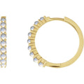 14K Yellow Gold Natural Rainbow Moonstone Cabochon Hinged 20 mm  Hoop Earrings