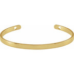 14K Yellow Gold Vermeil Engravable Pierced Diamond Cuff 7" Bracelet