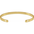 14K Yellow Gold Vermeil Engravable Pierced Diamond Cuff 7" Bracelet