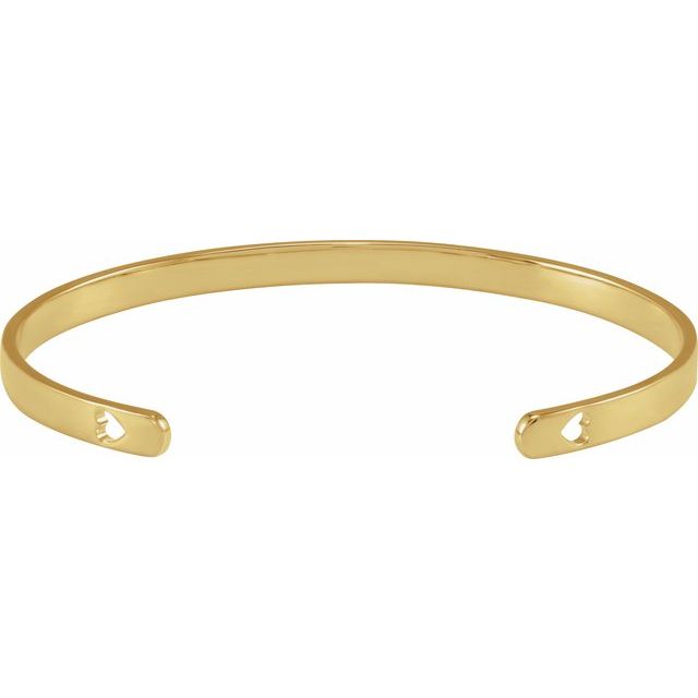 14K Yellow Gold Vermeil Engravable Pierced Diamond Cuff 7" Bracelet