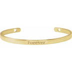 14K Yellow Gold Vermeil Engravable Pierced Diamond Cuff 7" Bracelet