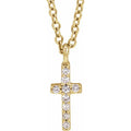 14K Yellow Gold .03 CTW Natural Diamond Cross 18" Necklace