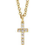 14K Yellow Gold .03 CTW Natural Diamond Cross 18" Necklace