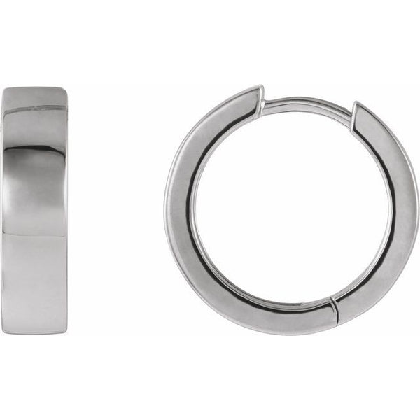 14K White Gold Hinged 16.5 mm Hoop Earring