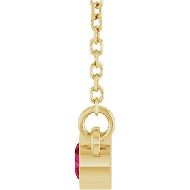 14K Yellow Gold Natural Ruby Solitaire 16" Necklace 
