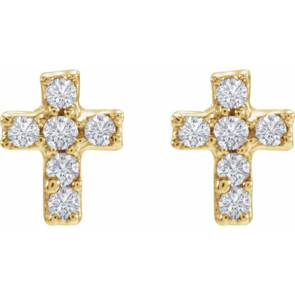 14K Yellow Gold .02 CTW Natural Diamond Cross Inverness® Piercing Stud Earrings