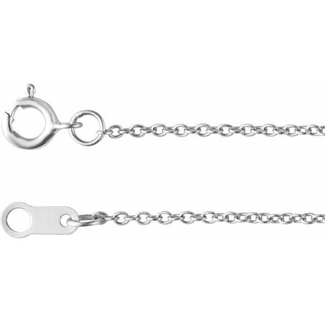 10K White Gold 1 mm Cable 16" Chain