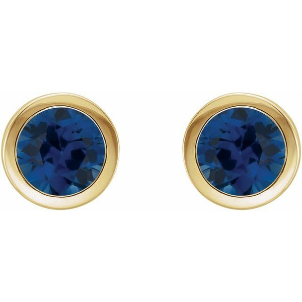 14K Yellow Gold Lab-Grown Blue Sapphire Bezel-Set Earrings