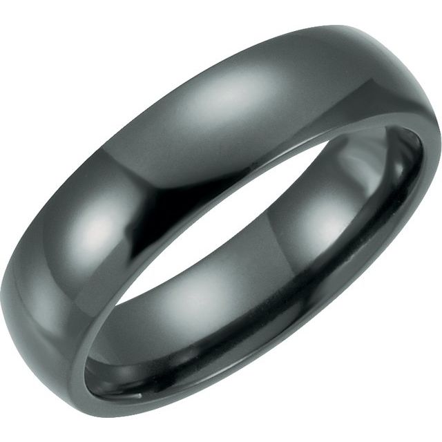 Black Titanium 6 mm Comfort-Fit Half Round Band Size 7.5