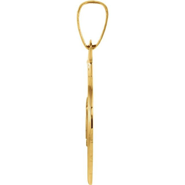 14K Yellow Gold 15 mm Round Mazel Good Luck Medal