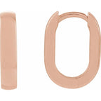 14K Rose Gold Elongated Domed 20 mm Hoop Earrings