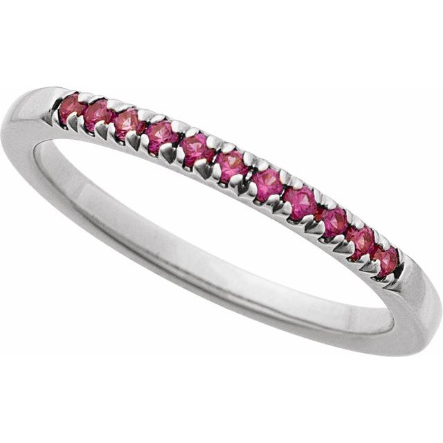 14K White Gold Lab-Grown Ruby Stackable Ring