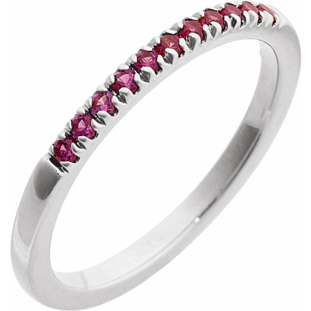 10K White Gold Natural Ruby Stackable Ring
