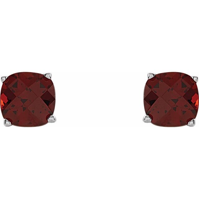 14K White Gold Natural Mozambique Garnet Scroll Setting® Earrings
