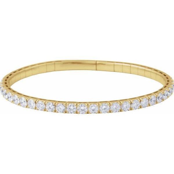 14K Yellow Gold 3 CTW Lab-Grown Diamond  Flexible Bangle 7" Bracelet