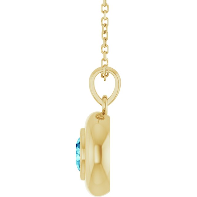 14K Yellow Gold Natural Zircon Solitaire 16-18" Necklace