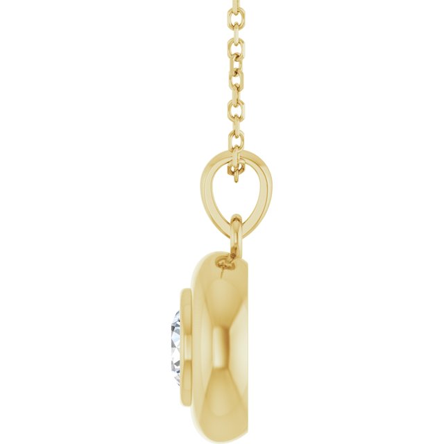 14K Yellow Gold Natural White Sapphire Solitaire 16-18" Necklace