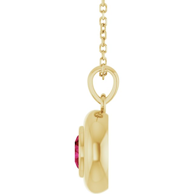 14K Yellow Gold Lab-Grown Ruby Solitaire 16-18" Necklace