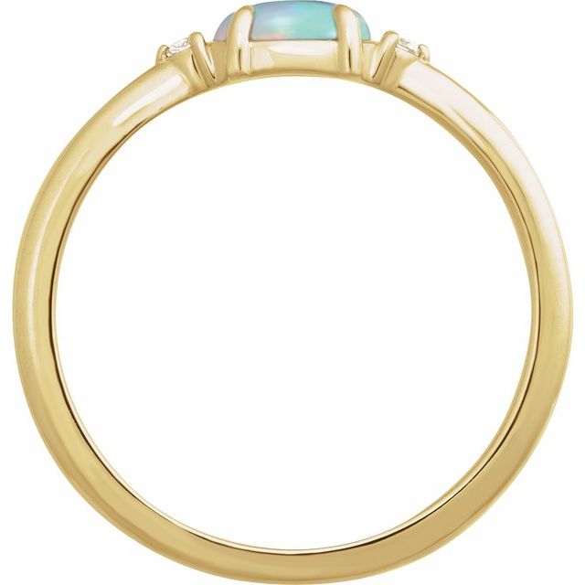 14K Yellow Gold Natural Ethiopian Opal & .03 CTW Natural Diamond Ring